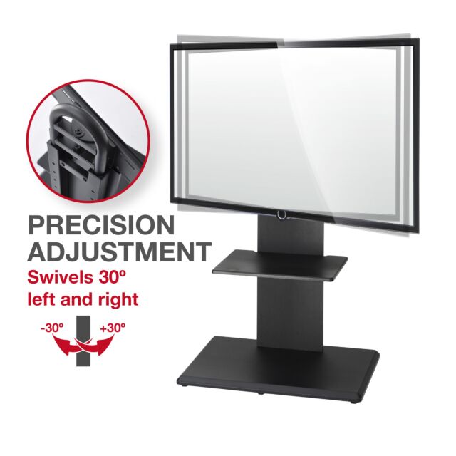 TTAP FS2-BLK Black Pedestal TV Stand, Height Adj, Swivel, 600 x 400 vesa, up to 70inch