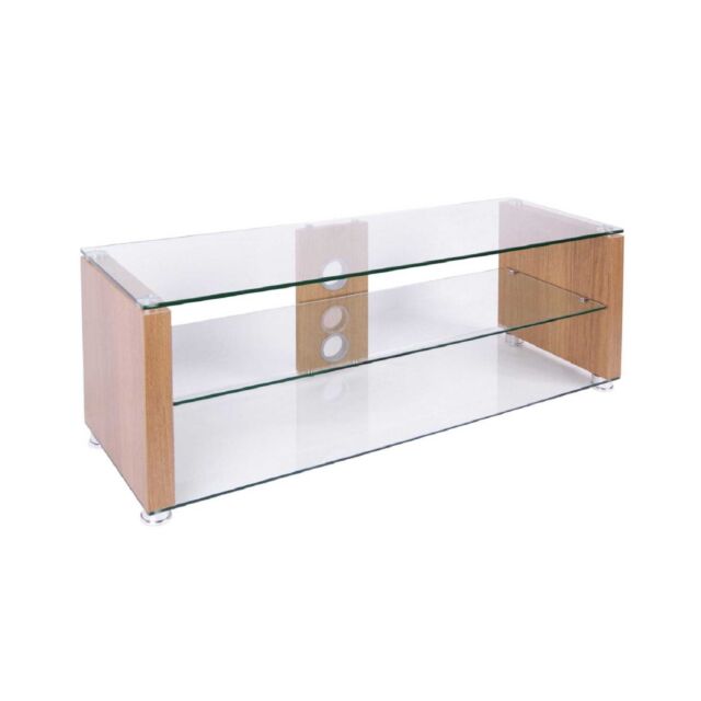 TTAP L611-1000-3OC 1000mm Light Oak End Panels, Clear Glass, Cable Management, 3 Shelves