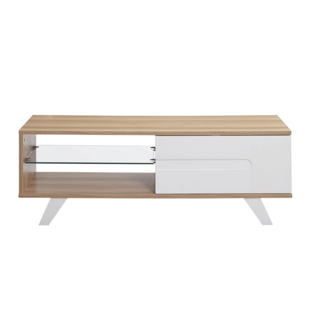 TTAP MIA-1200-0AK 1200mm Light Oak, White Storage Cupboard, Height Adj Shelve, Soft Close, 