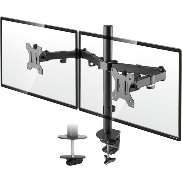 TTAP TTD101M2-GAS Double Gas Spring Desk Monitor Mount, Tilt, Swivel, Height Adjustment, Dual desk f