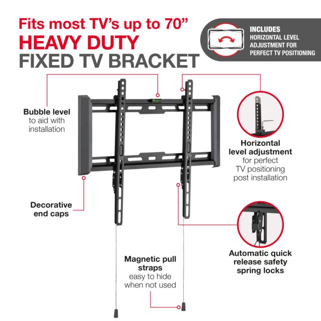 TTAP TTD404FLA Level Adjustable Fixed, 27Mm From Wall, Max Weight 75Kg, Up To 70inch