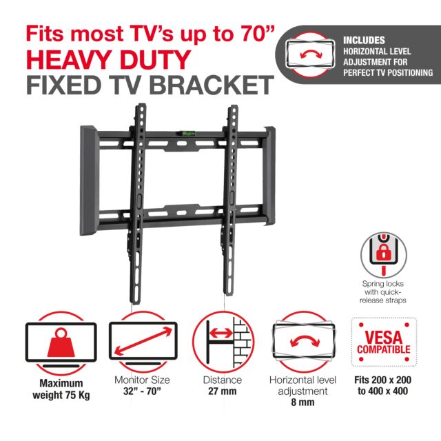 TTAP TTD404FLA Level Adjustable Fixed, 27Mm From Wall, Max Weight 75Kg, Up To 70inch