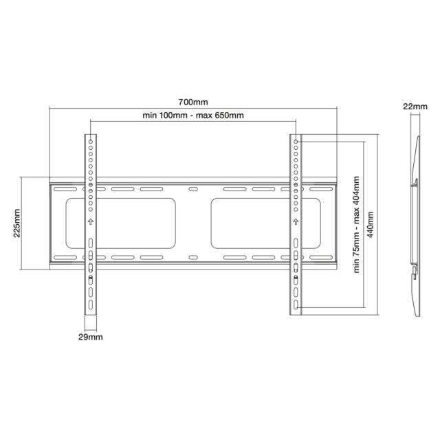 TTAP TTD604FHD Heavy Duty Fixed, 22Mm From Wall, Max Weight 80Kg