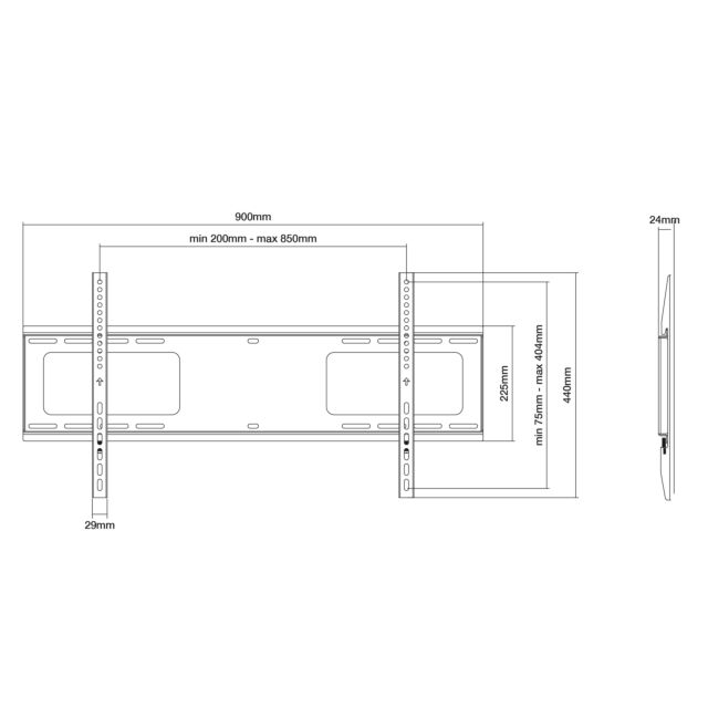 TTAP TTD804FHD HEAVY DUTY Fixed, 26mm From wall, Max Weight 45Kg, Locking Bar Up to 75inch 