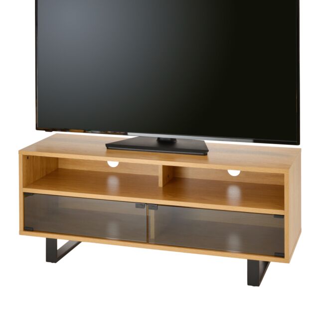TTAP VER-1200-OAK 1200mm Oak/Black Cabinet, Storage, Soundbar, (Vesa arm optional)