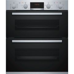 Bosch NBS533BS0B Red display, Main oven 5 functions, 2-piece slim pans, EcoClean back; 2nd oven 3 fu
