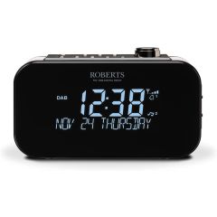 Roberts Radio ORTUS3BK DAB/DAB+/FM alarm clock radio with large clock display and smartphone chargin