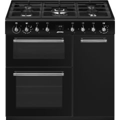 Smeg CX93GMBL 90cm Concert Dual Fuel Range Cooker Black