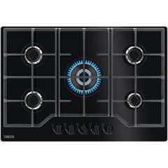 Zanussi ZGGN755K 
75cm wide 5 burner Gas on Glass hob with Triple crown burner. Extended Cast Iron p